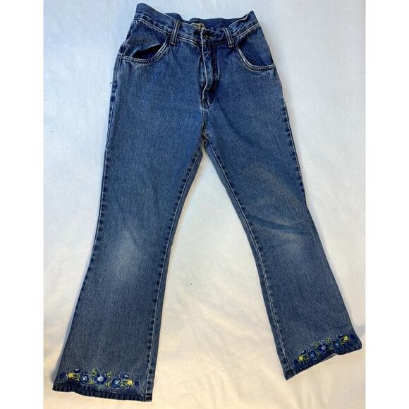 Vintage Embroidered Gasoline Jeans Floral 100% Cotton - Girls Size 14 - Picture 1 of 12